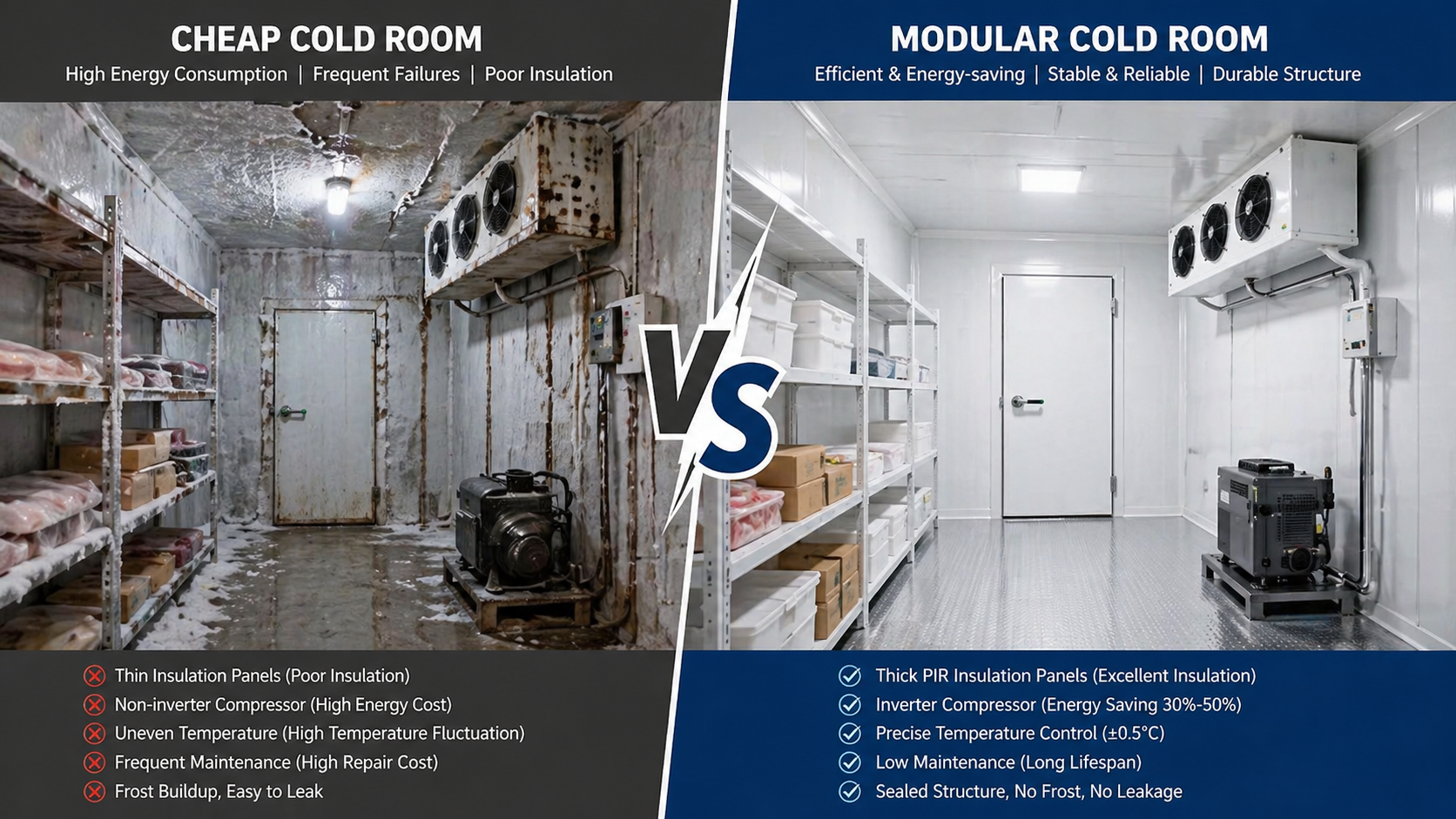 Cheap vs quality cold storage comparison — hidden costs of low-price cold rooms